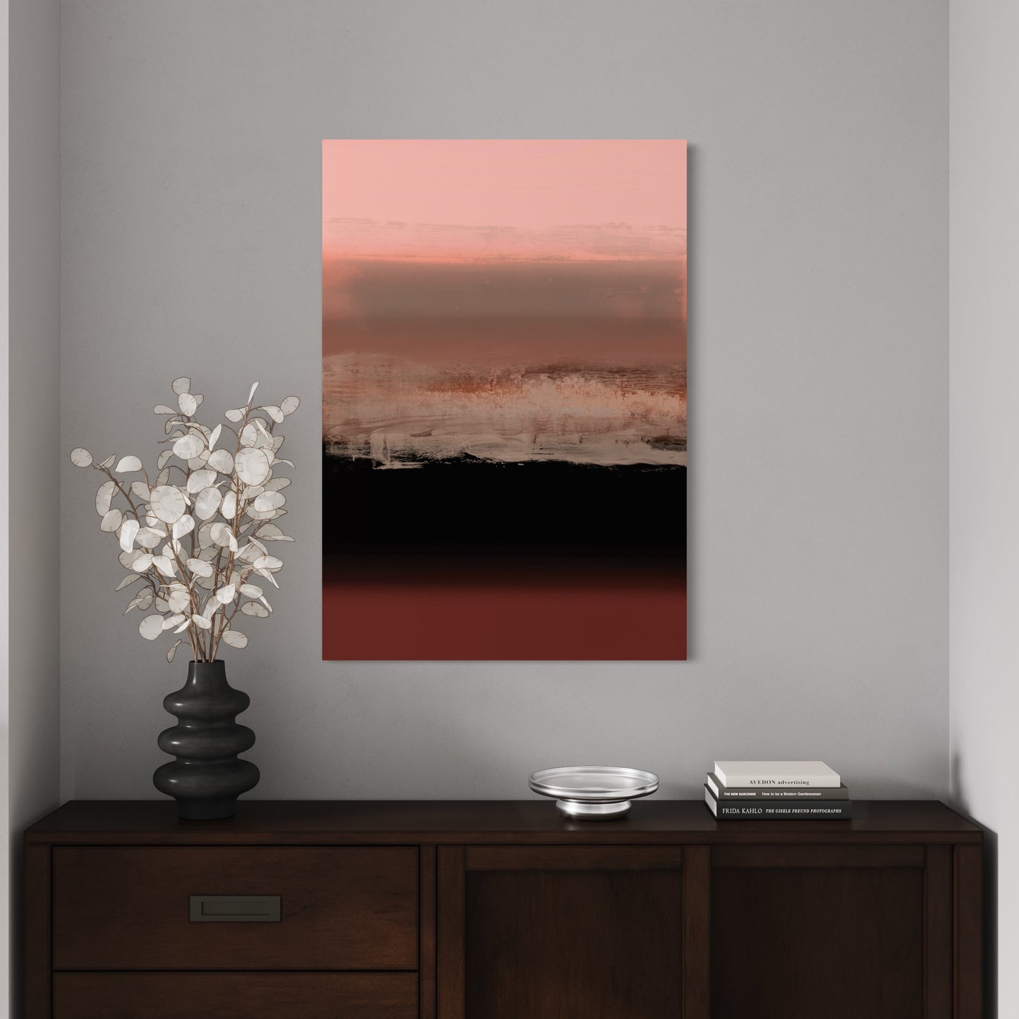 Large Stretched Canvas Print Brown Pink No. 2 Fusion Series